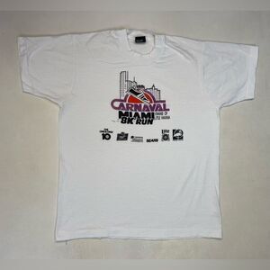 VINTAGE Carnival Miami 8k Run Graphic T-shirt Men Large USA 90s Single Stitch